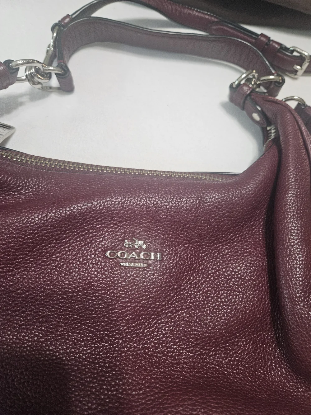 Coach Harley Women's Pebbled Leather Hobo Bag in Burgundy